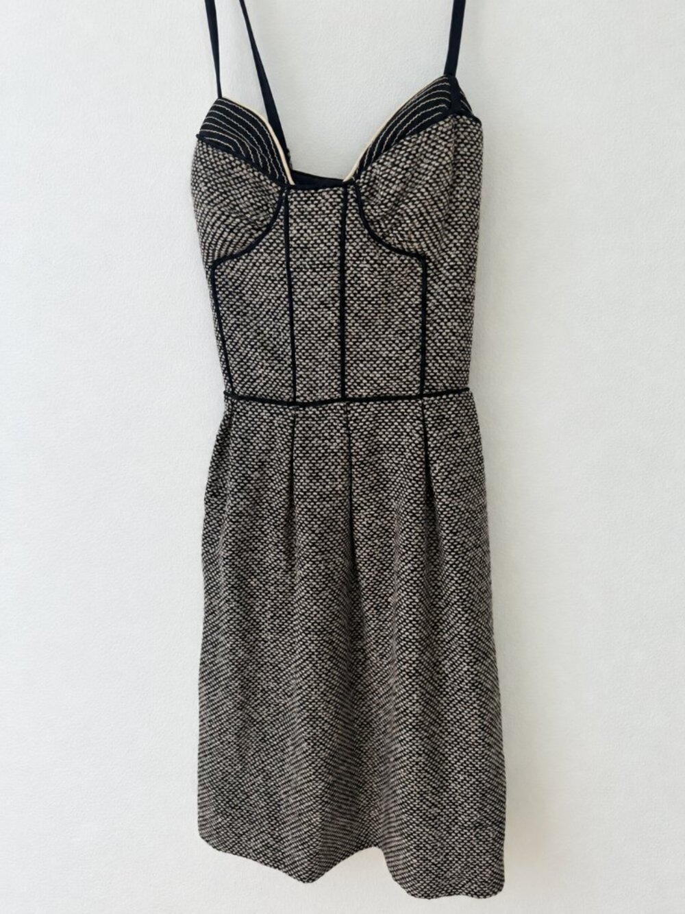 Proenza Schouler Archival Bustier Dress Black Ivory Textured Corset Midi (Sz 4)